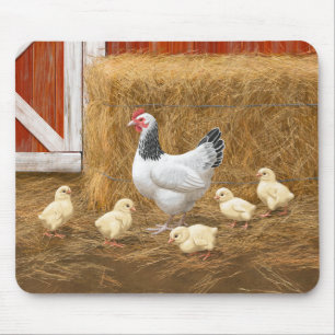 Sussex Chicken Mama Hen and Chicks Mouse Pad