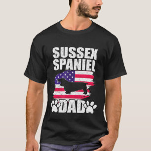 Sussex Spaniel Dad Dog  American Us Flag T-Shirt