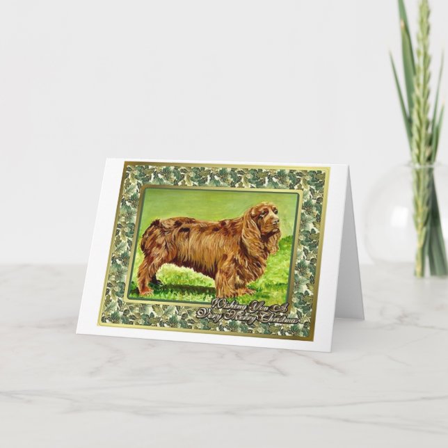 Sussex Spaniel Dog Blank Christmas Card (Front)