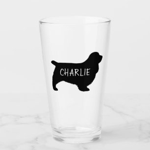 Sussex Spaniel Dog Silhouette Personalised Glass