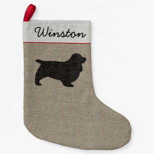 Sussex Spaniel Dog Silhouette Personalised Holiday Small Christmas Stocking