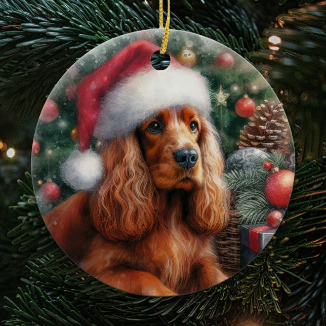 Sussex Spaniel Dog Watercolor Christmas Ceramic Ornament (Creator Uploaded)