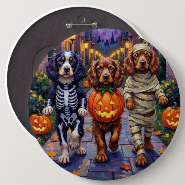 Sussex Spaniel Dogs in Halloween Costumes 6 Cm Round Badge (Front & Back)