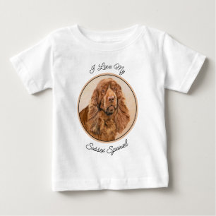 Sussex Spaniel Painting - Cute Original Dog Art Baby T-Shirt