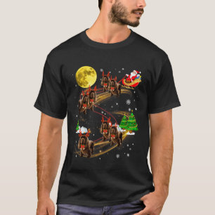 Sussex Spaniel Reindeer Christmas Dog Riding Santa T-Shirt