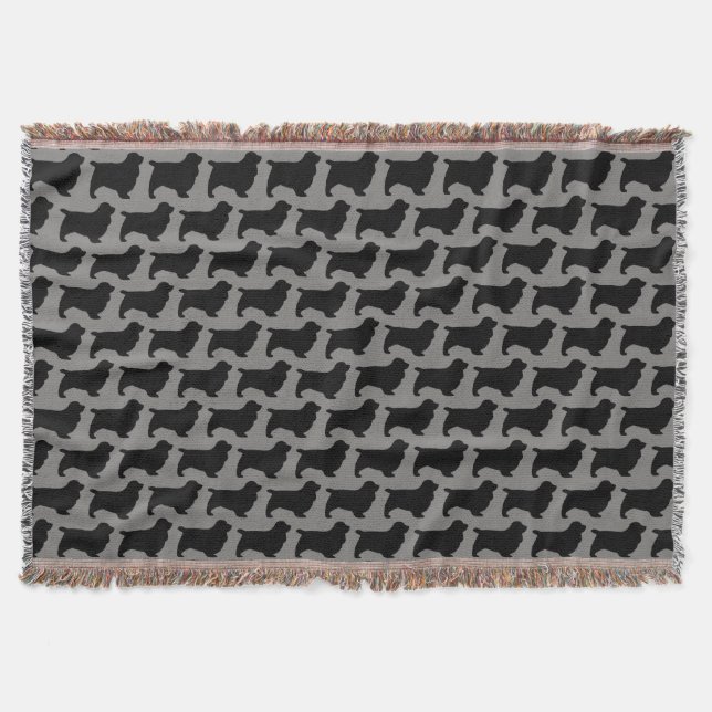Sussex Spaniel Silhouettes Pattern Throw Blanket (Front)