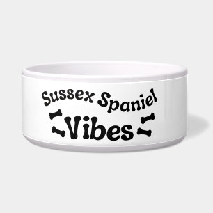Sussex Spaniel Vibes Ceramic Dog Bowl