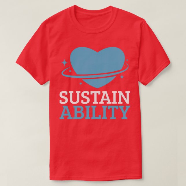 Sustainability Big Nice Blue Heart With Stars T-Shirt (Design Front)