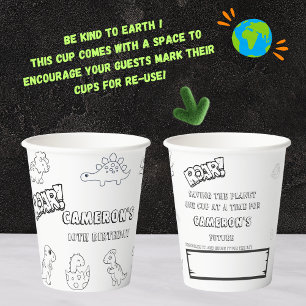 Sustainable Colouring Activity cute dinosaur party Paper Cups