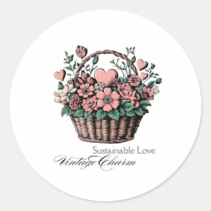 Sustainable Love, Vintage Charm Classic Round Sticker