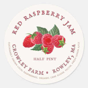 Sustainably Grown Red Raspberry Preserves Label