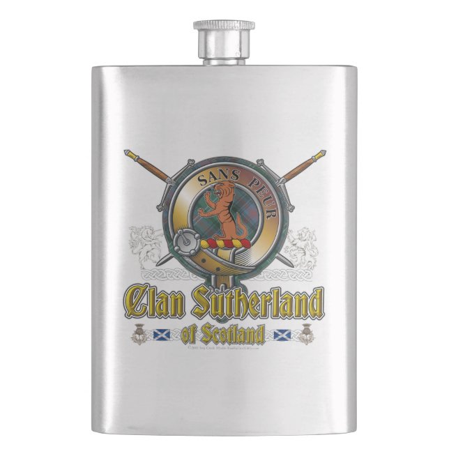 Sutherland Clan Badge Hip Flask (Front)