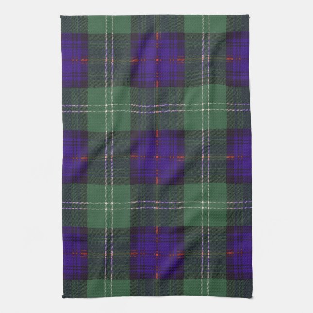 Sutherland Clan Plaid Scottish tartan Tea Towel (Vertical)