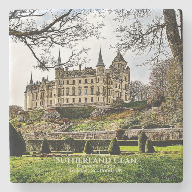 Sutherland Clan's Dunrobin Castle Scotland Stone Coaster (Front)