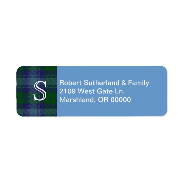Sutherland Plaid Accent Custom Address Label Return Address Label (Front)