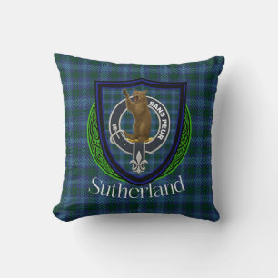 Sutherland Scottish Clan Tartan & Crest Cushion
