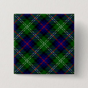 Sutherland tartan blue green plaid 15 cm square badge