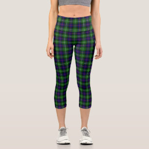 Sutherland tartan blue green plaid capri leggings