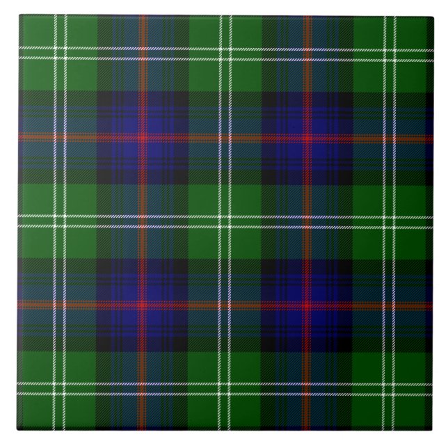 Sutherland tartan blue green plaid ceramic tile (Front)