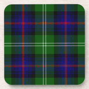 Sutherland tartan blue green plaid coaster