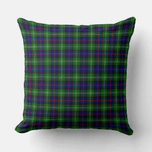 Sutherland tartan blue green plaid cushion
