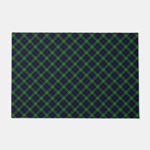 Sutherland tartan blue green plaid doormat