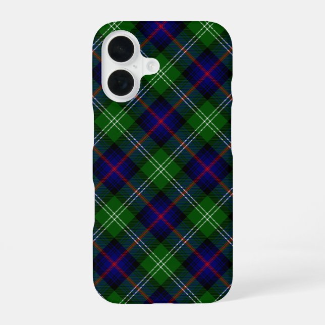 Sutherland tartan blue green plaid iPhone 16 case (Back)