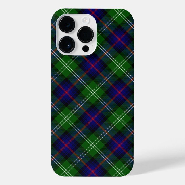 Sutherland tartan blue green plaid iPhone case (Back)