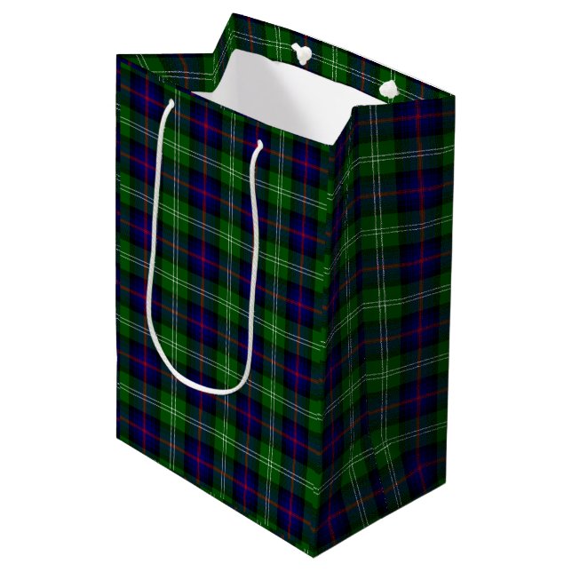 Sutherland tartan blue green plaid medium gift bag (Front Angled)