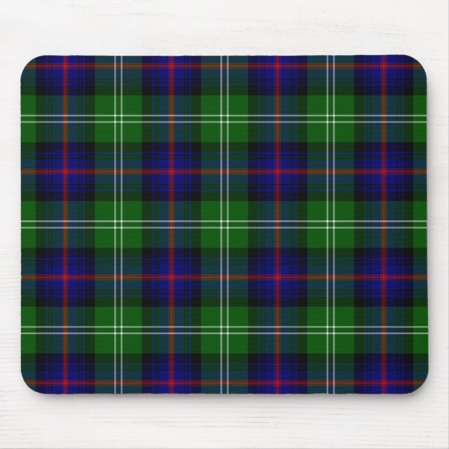 Sutherland tartan blue green plaid mouse pad (Front)