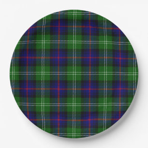 Sutherland tartan blue green plaid paper plate