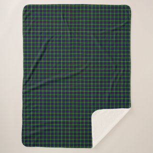 Sutherland tartan blue green plaid sherpa blanket