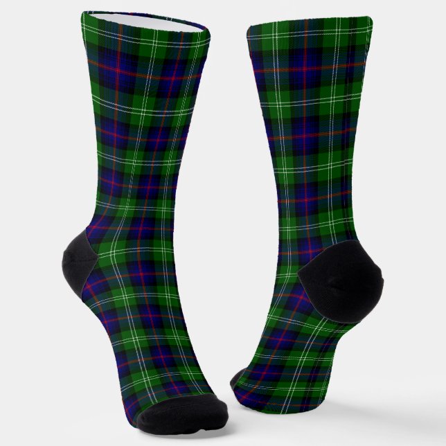Sutherland tartan blue green plaid socks (Angled)