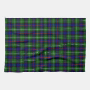 Sutherland tartan blue green plaid tea towel