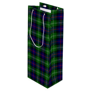 Sutherland tartan blue green plaid wine gift bag