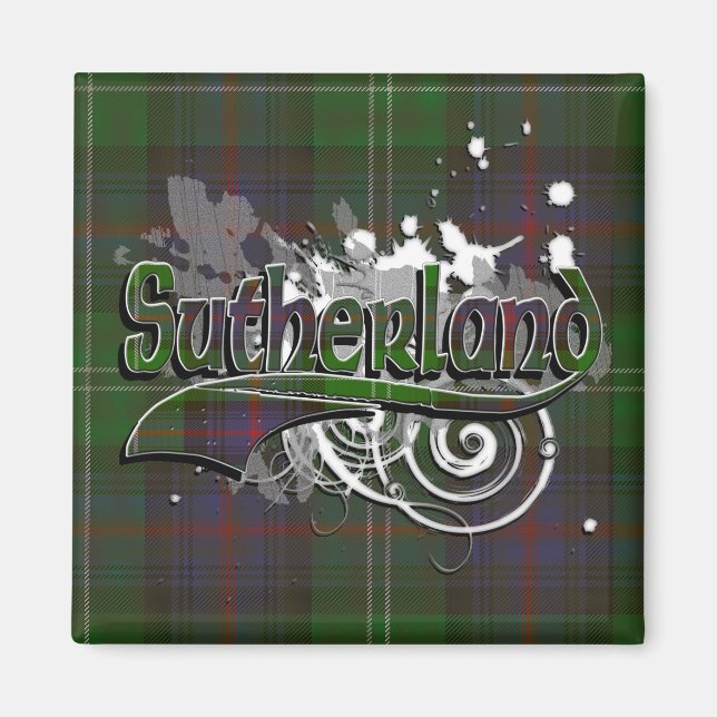Sutherland Tartan Grunge Magnet (Front)