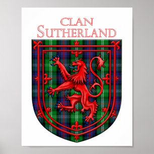 Sutherland Tartan Scottish Plaid Lion Rampant Poster
