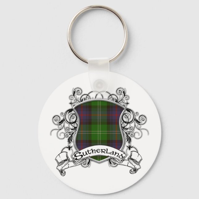 Sutherland Tartan Shield Key Ring (Front)