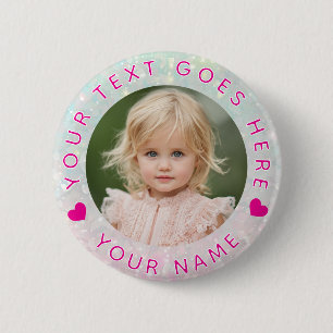 Suttle Glitter Custom Photo & Text 6 Cm Round Badge