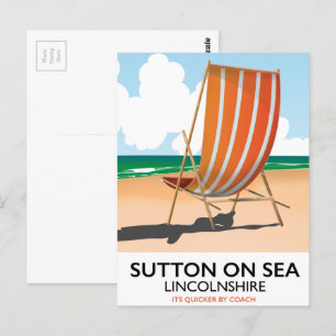 Sutton on Sea seaside travel poster. Postcard