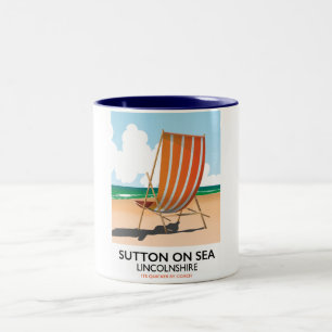 Sutton on Sea seaside travel poster. Two-Tone Coffee Mug