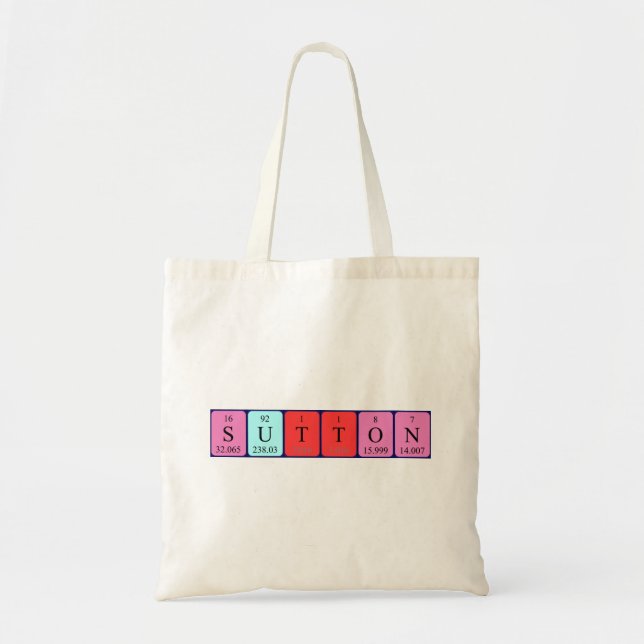 Sutton periodic table name tote bag (Front)