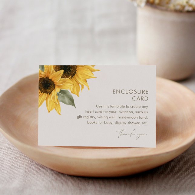 SUTTON Sunflower Enclosure Card, Invitation Insert (Creator Uploaded)