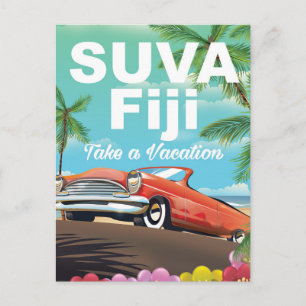 Suva, Fiji vintage vacation poster Postcard