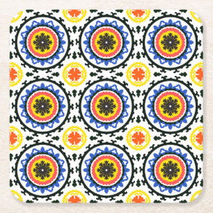 Suzani Pattern Square Paper Coaster