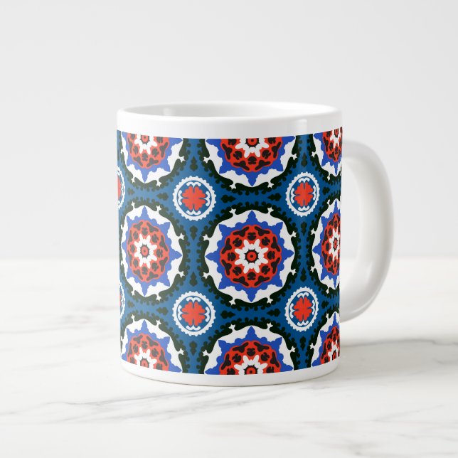Suzani Pattern With Bold Ornament Large Coffee Mug (Front Right)