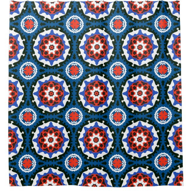 Suzani Pattern With Bold Ornament Shower Curtain (Front)