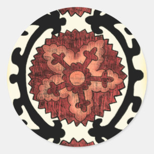Suzani Style Decorative Floral Pattern Classic Round Sticker