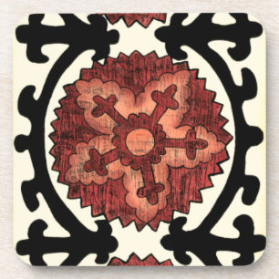 Suzani Style Decorative Floral Pattern Coaster