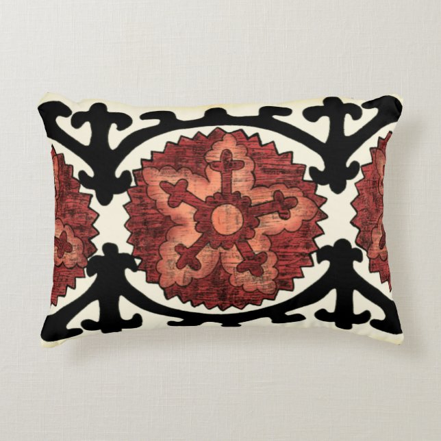 Suzani Style Decorative Floral Pattern Cushion (Front)